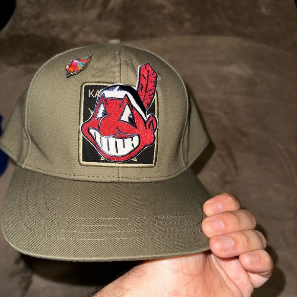 Olive green Cleveland Indians Hat SnapBack  MLB Chief Wahoo - Picture 4 of 4